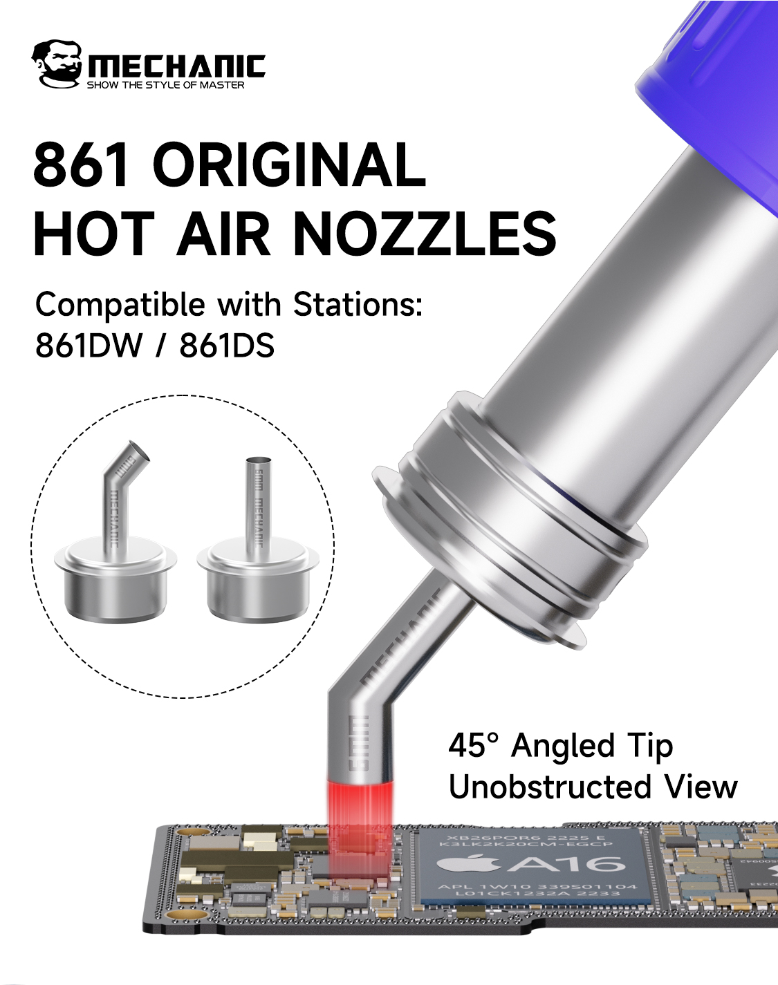 Hot Air Rework Station 861Dw - طقم فوهات الهواء الساخن ميكانيك 861