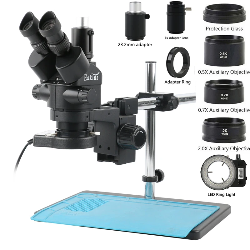 Trinocular Stereo Microscope 7X-45X - مجموعة مجهر ستيريو ثلاثي العدسات قابل