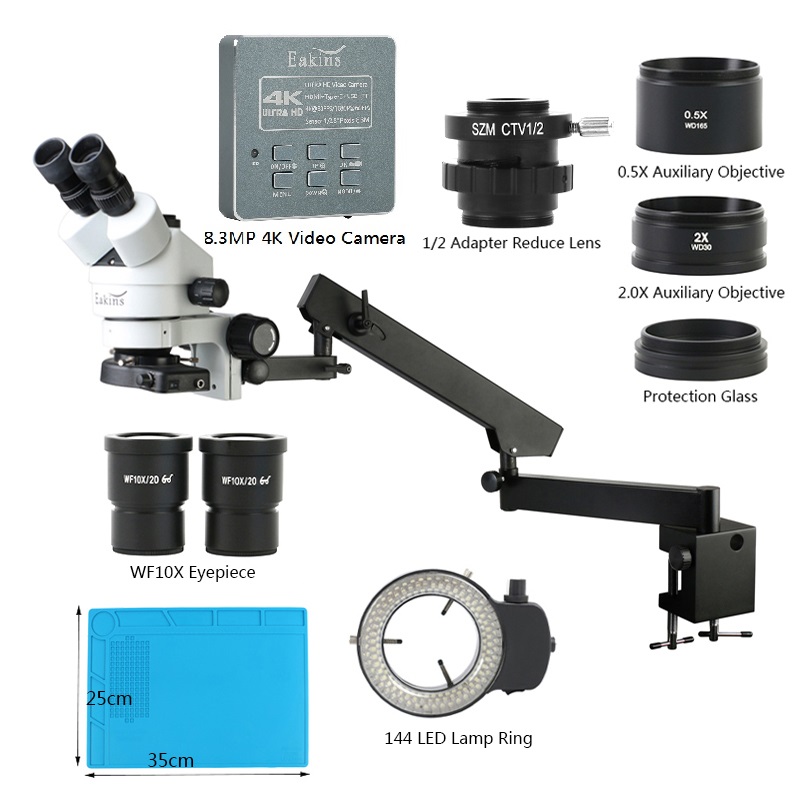 Trinocular Stereo Microscope 7X-45X - مجهر ستيريو ثلاثي العينين ، تكبير