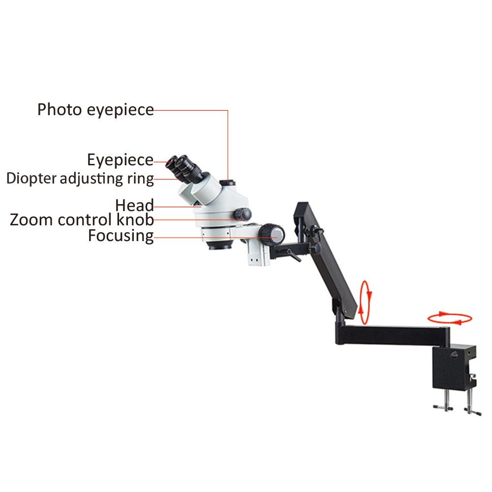 ميكروسكوب ستيريو ثلاثي العدسات - مراجعة Trinocular Stereo Microscope 7X-45X وسعره