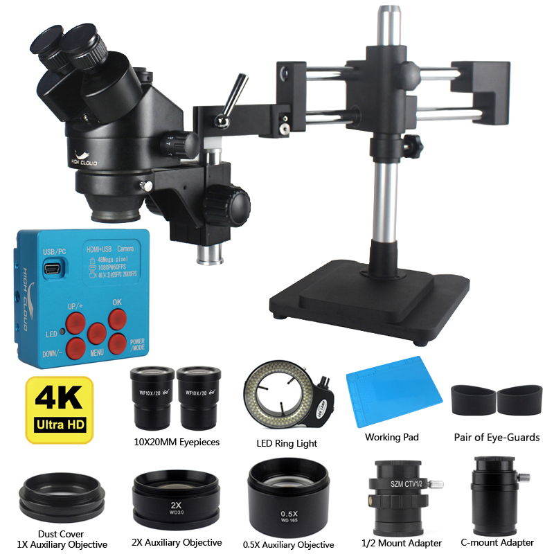 4K 48MP HDMI USB كاميرا صناعية - مراجعة Simul-Focal Industrial Microscope 4K Hdmi وسعره