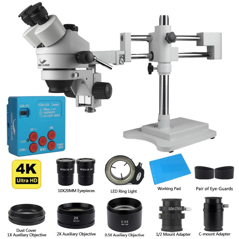 4K 48MP HDMI USB كاميرا صناعية - مراجعة Simul-Focal Industrial Microscope 4K Hdmi وسعره