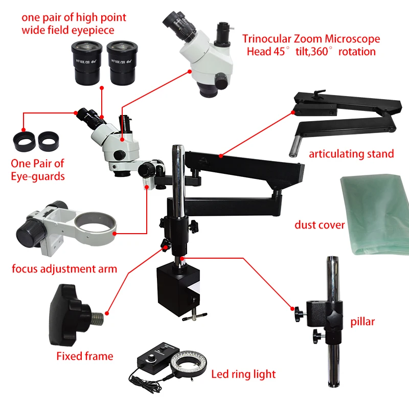 ذراع مفصلية متحركة مرنة، حامل  - مراجعة Articulating Arm Boom Stand Microscope وسعره