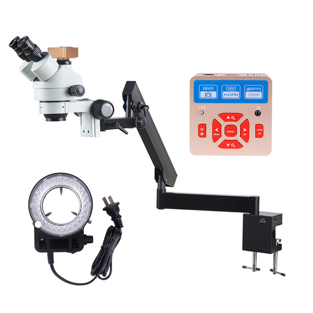 حامل مرن لتثبيت الميكروسكوب مع - مراجعة Trinocular Stereo Microscope 7X-45X وسعره