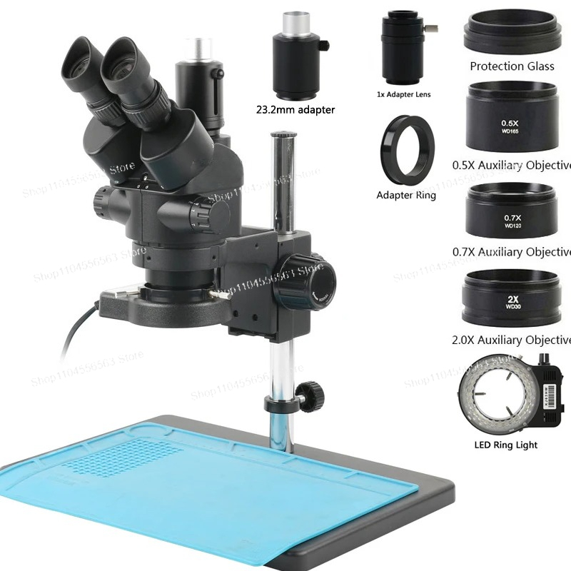 مجهر ستيريو ثلاثي العدسات للمخ - مراجعة Trinocular Stereo Microscope 7X-45X وسعره