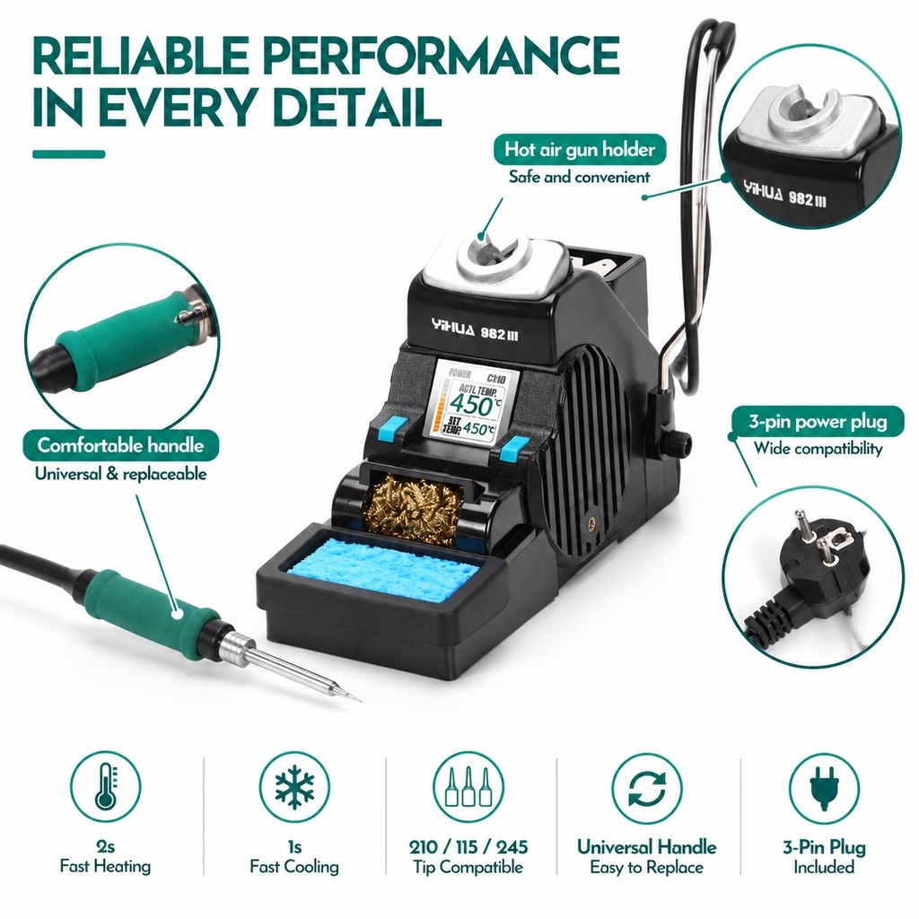 محطة لحام دقيقة YIHUA 982-III  - مراجعة C210 Precision Soldering Station وسعره