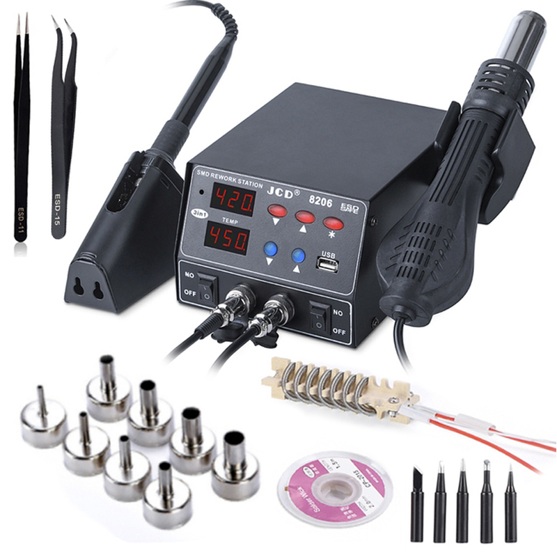 محطة لحام JCD 8206 2 في 1 مع ش - مراجعة 2 In 1 Soldering Rework Station 750W وسعره