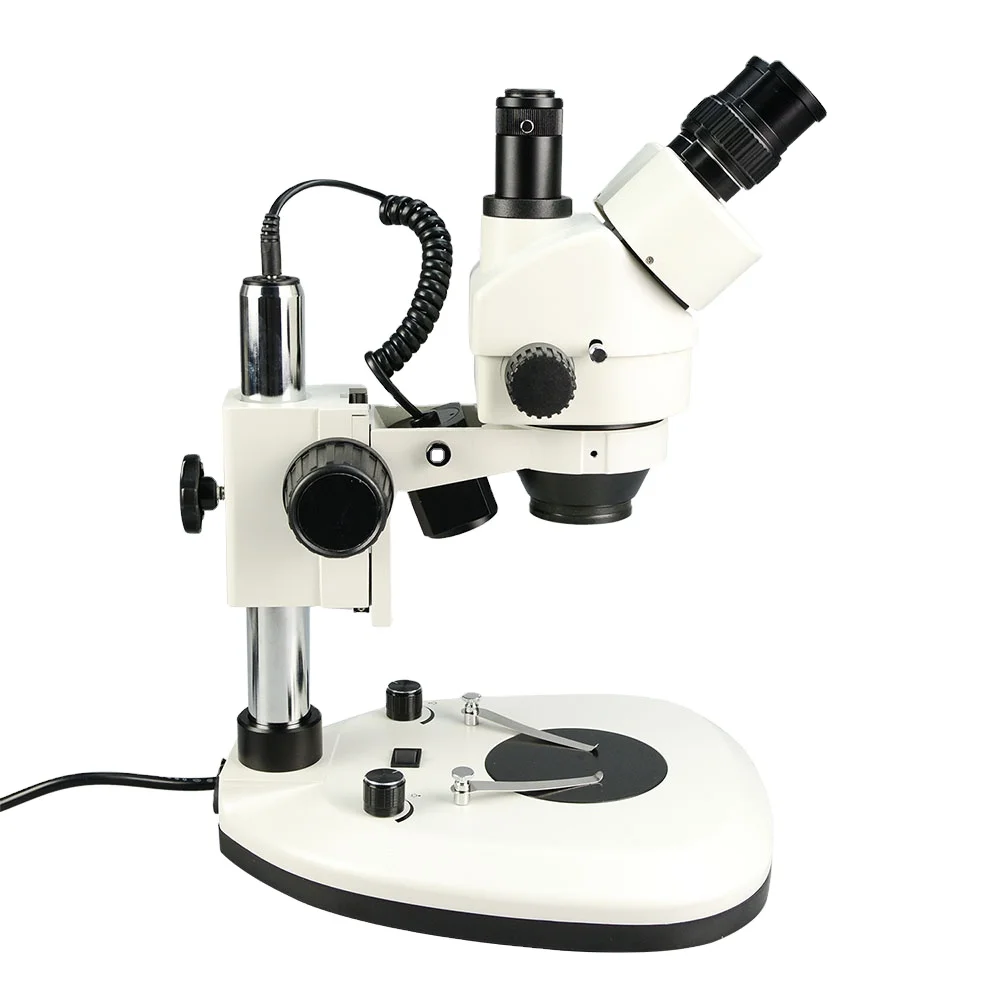 مجهر صناعي ثلاثي العينية بتكبي - مراجعة Trinocular Stereo Microscope 7X-45X وسعره