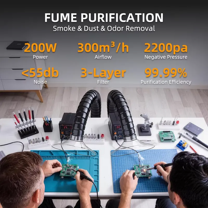 جهاز استخراج الأبخرة ثنائي الذ - مراجعة Fume Extractor Soldering Dual Arm وسعره